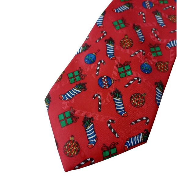 Hallmark Other - Hallmark Yule Tie Greetings Mens Red Christmas Stocking Ornament Tie By MMG USA